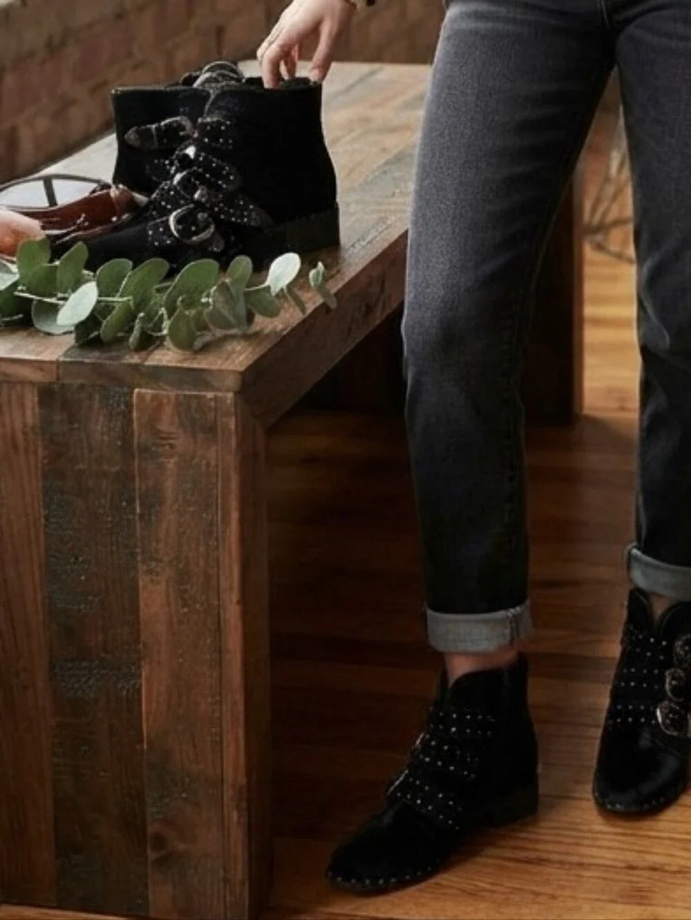 Western Style Velour Booties - Like NEW